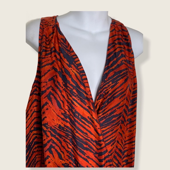 Rachel Zoe Red Blue Zebra Print Sleeveless Top 6 - Picture 3 of 4